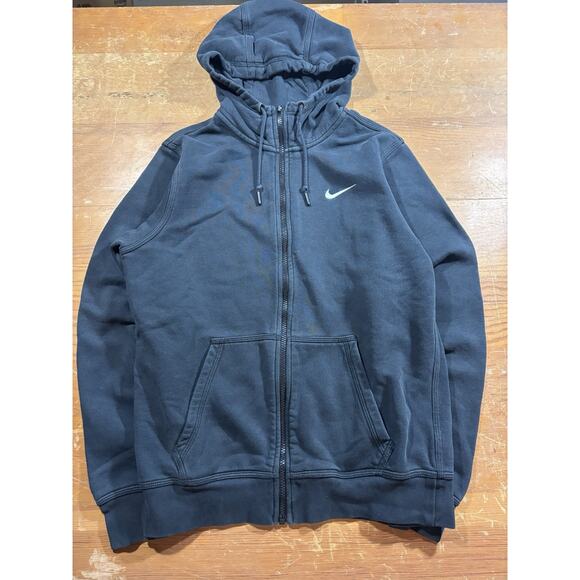 Nike Full Zip Hoodie Men’s Small Black Swoosh Logo Fleece Jacket S - Picture 1 of 7